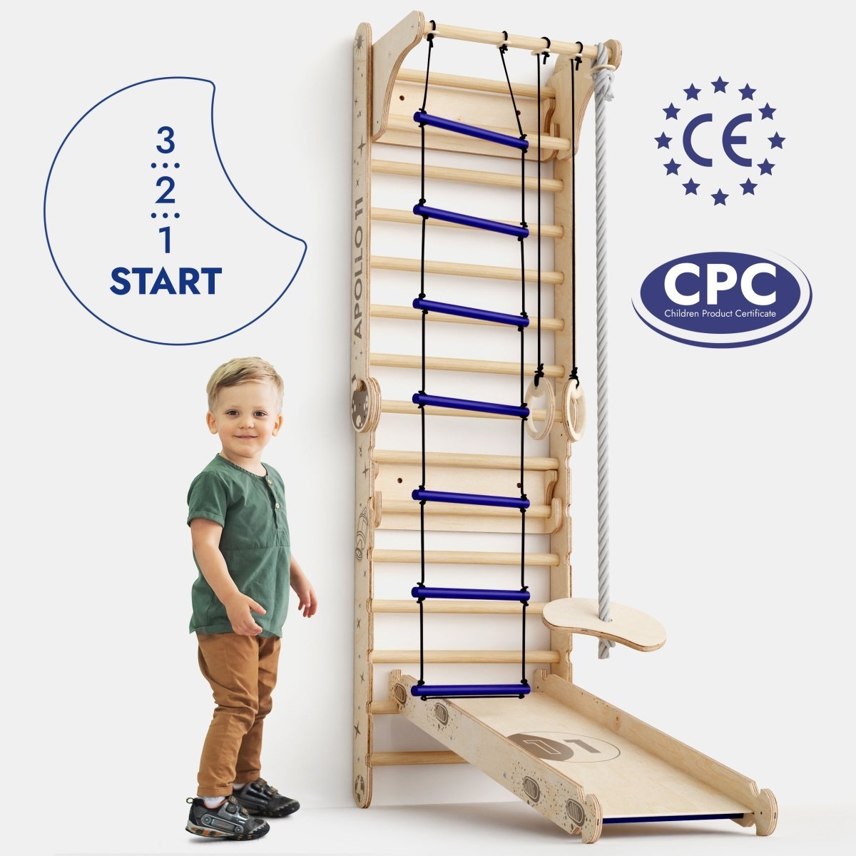 Goodevas Apollo Swedish Wall Indoor Climbing Set – Swedish wall for children, available at Learning Bugs UK