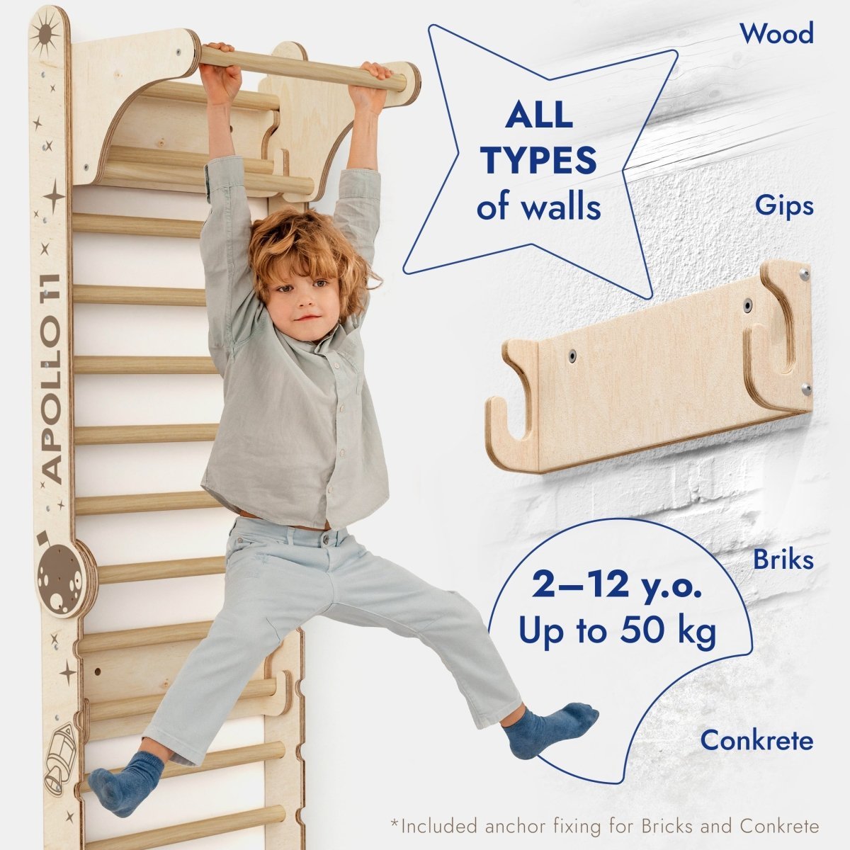 Goodevas Apollo Swedish Wall Indoor Climbing Set – Swedish wall for children, available at Learning Bugs UK