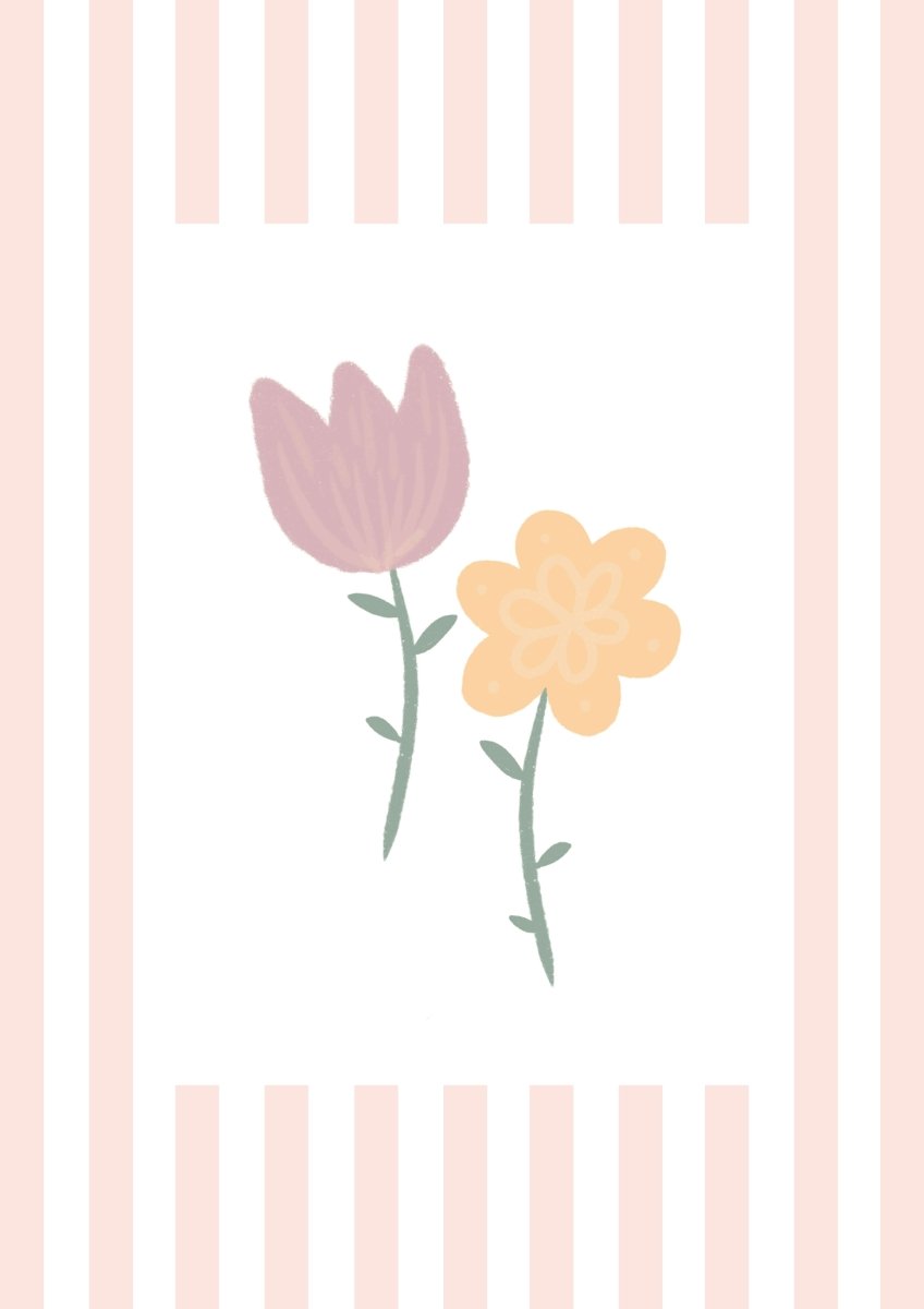 Flowers Print - Pale Pink Stripes – for children, available at Learning Bugs UK