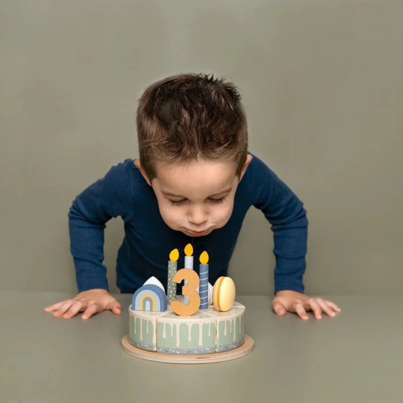 Little Dutch Birthday Crown & Wooden Birthday Cake Toy Set | Pink or Blue, Mix or Match – Fancy Dress for children, available at Learning Bugs UK