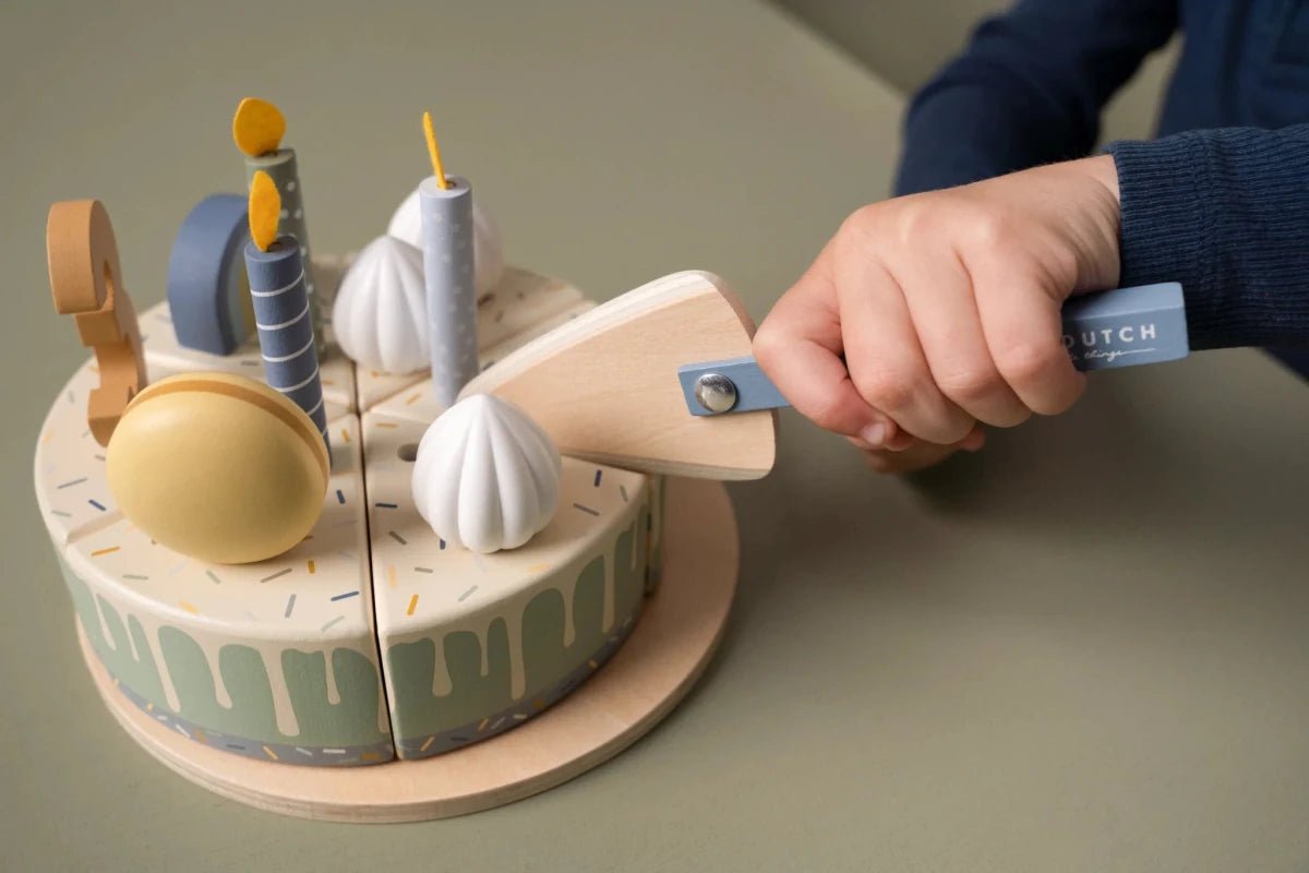 Little Dutch Birthday Crown & Wooden Birthday Cake Toy Set | Pink or Blue, Mix or Match – Fancy Dress for children, available at Learning Bugs UK