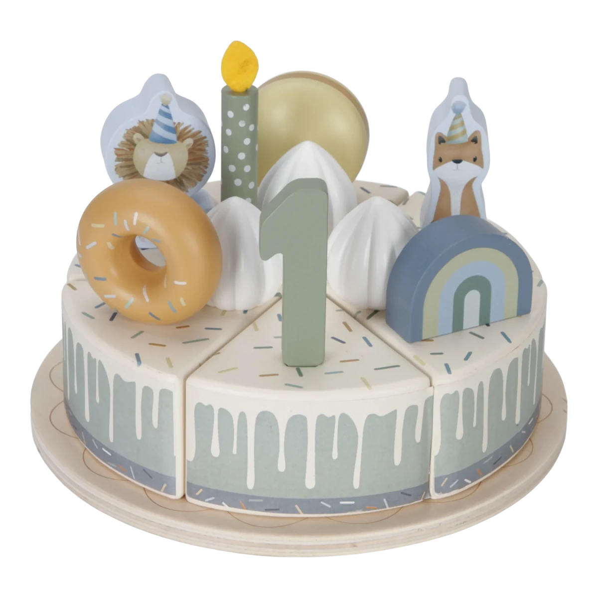 Little Dutch Wooden Birthday Cake Blue – Play Food for children, available at Learning Bugs UK