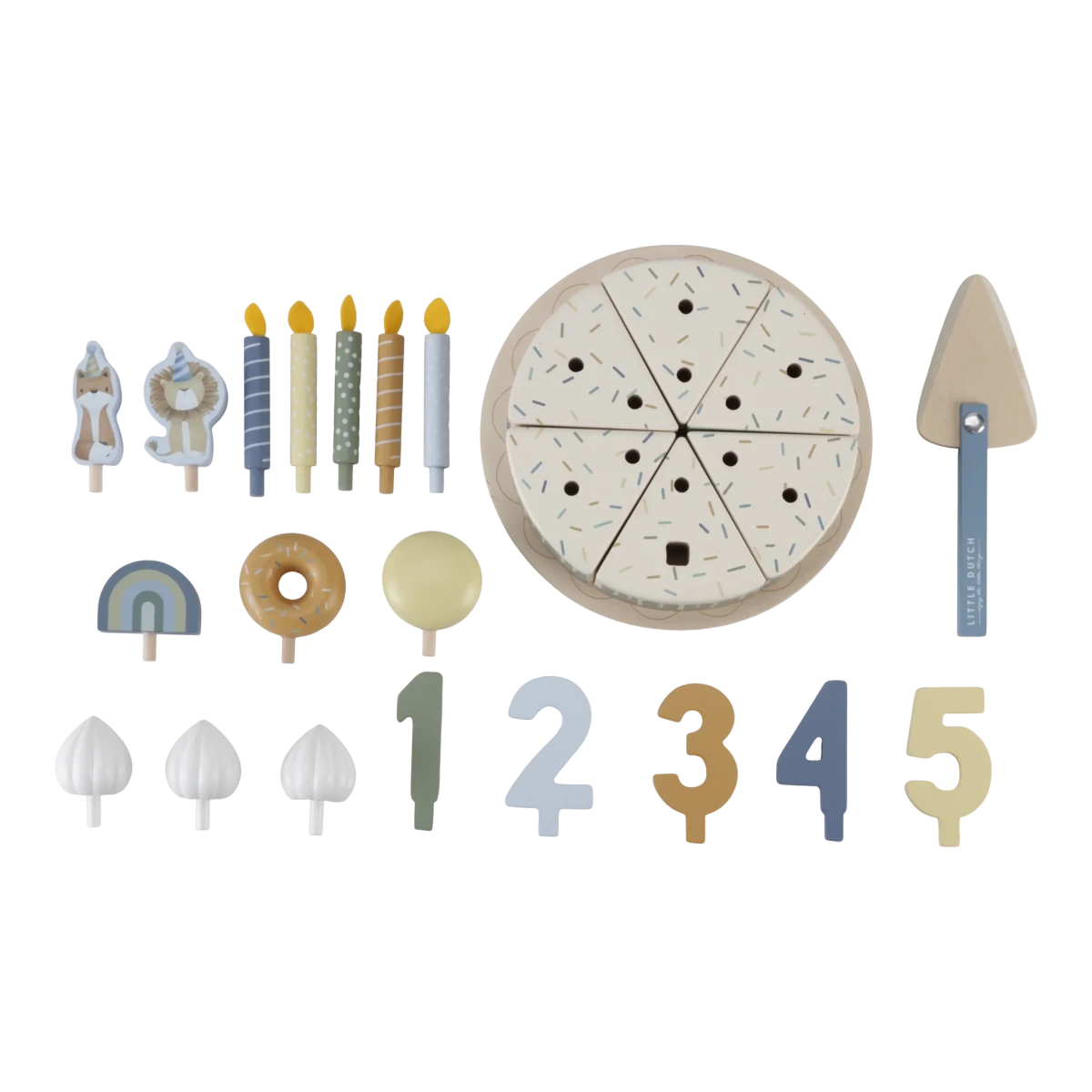 Little Dutch Wooden Birthday Cake Blue – Play Food for children, available at Learning Bugs UK