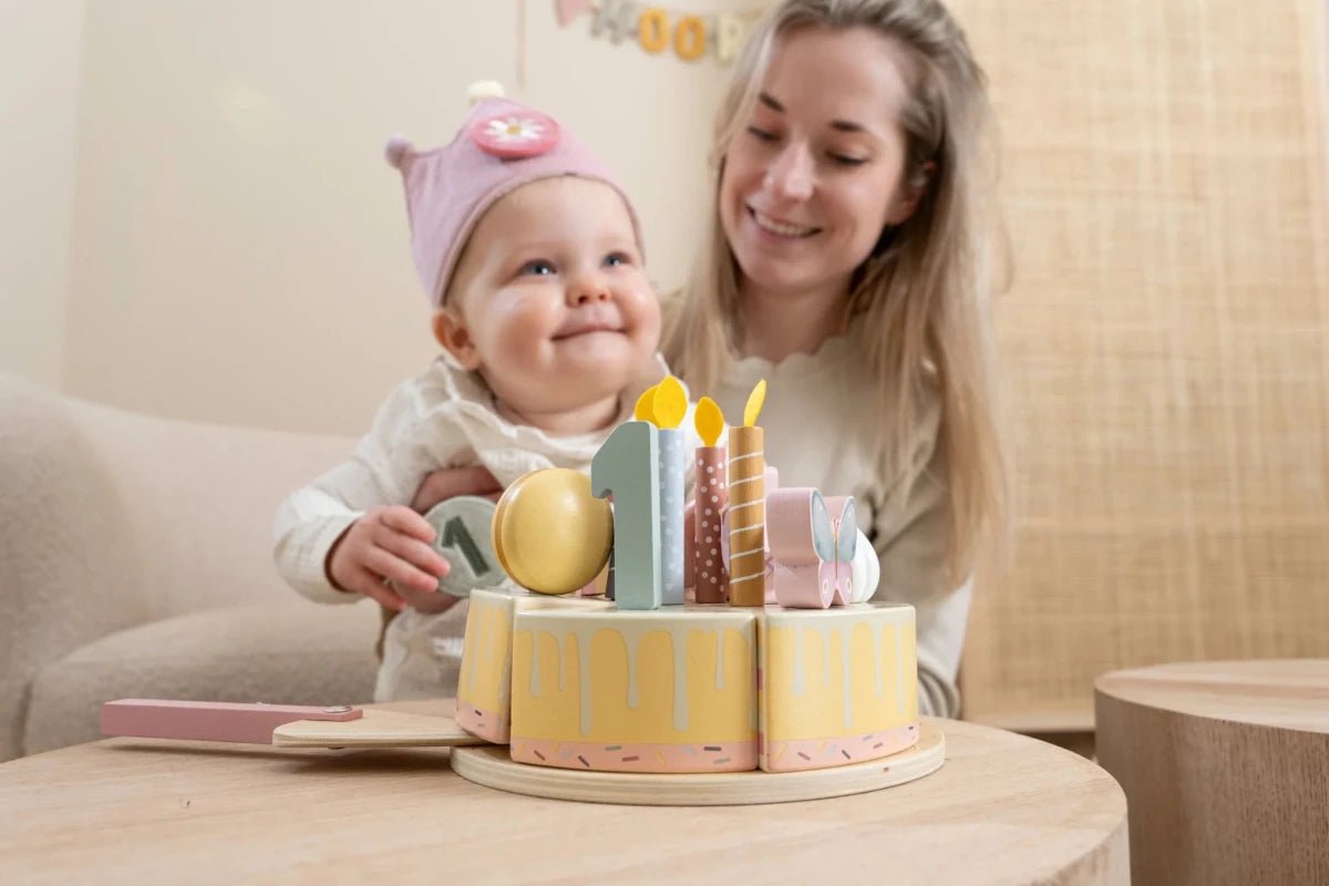 Little Dutch Birthday Crown & Wooden Birthday Cake Toy Set | Pink or Blue, Mix or Match – Fancy Dress for children, available at Learning Bugs UK