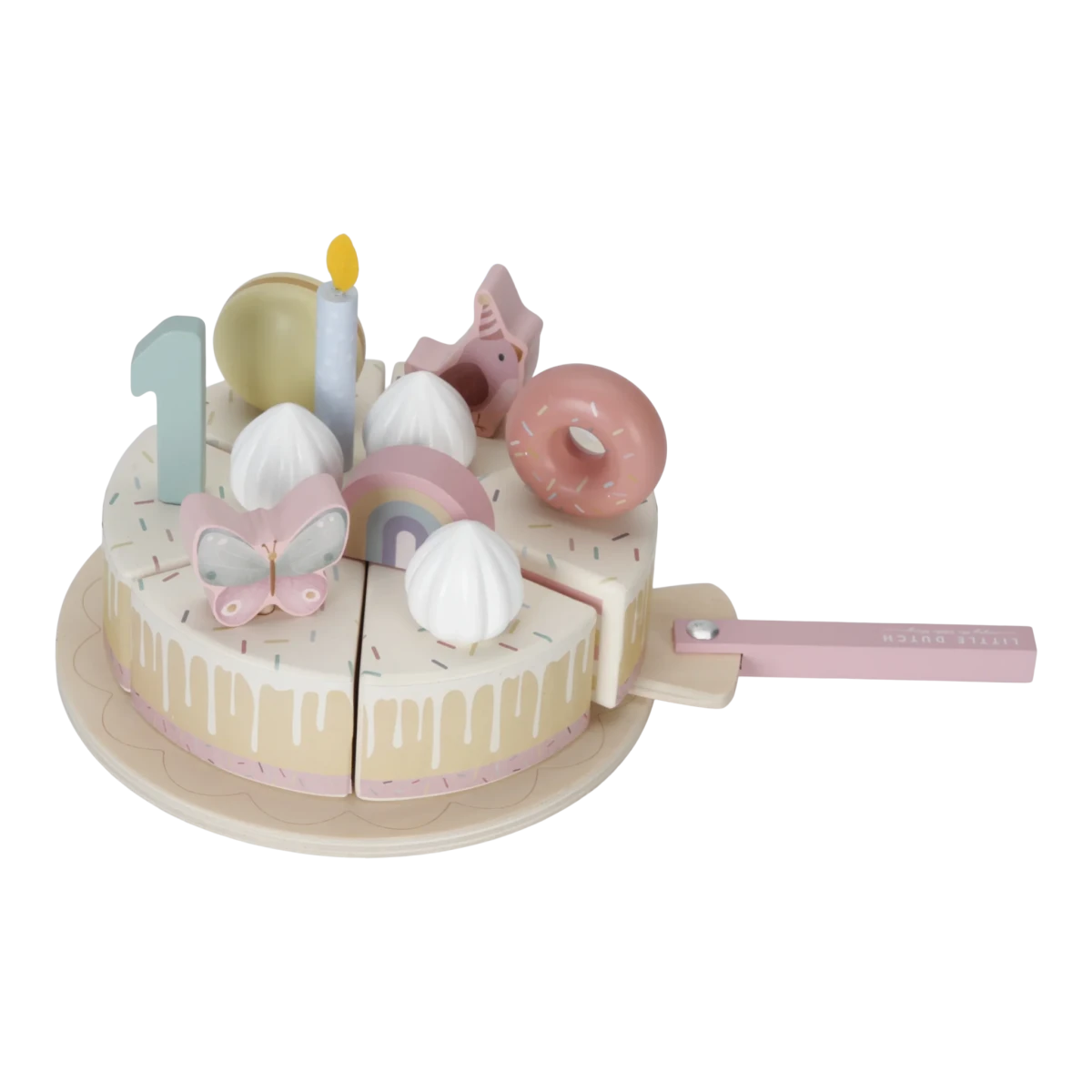 Wooden Birthday Cake Pink FSC – for children, available at Learning Bugs UK