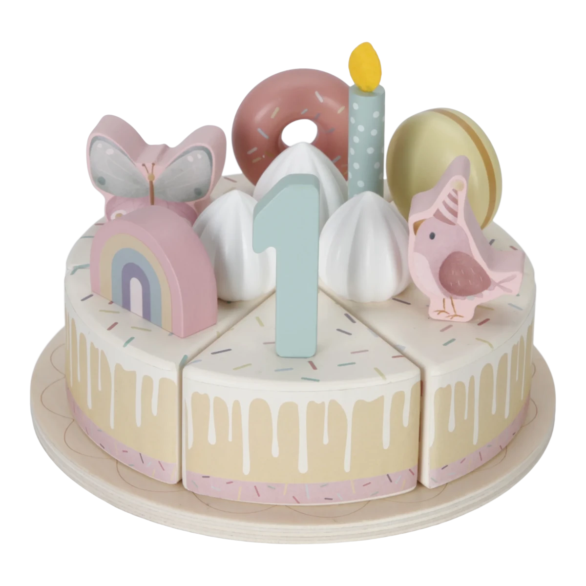 Wooden Birthday Cake Pink FSC – for children, available at Learning Bugs UK