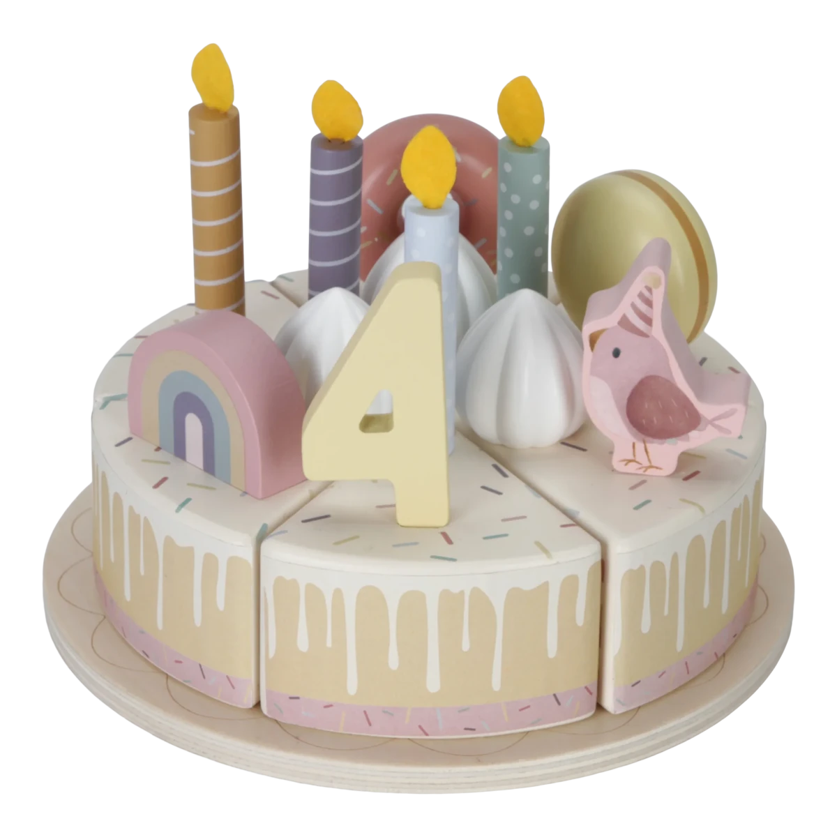 Wooden Birthday Cake Pink FSC – for children, available at Learning Bugs UK