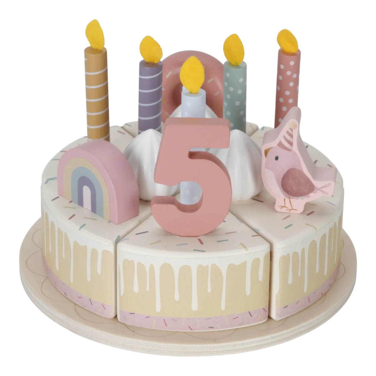 Wooden Birthday Cake Pink FSC – for children, available at Learning Bugs UK