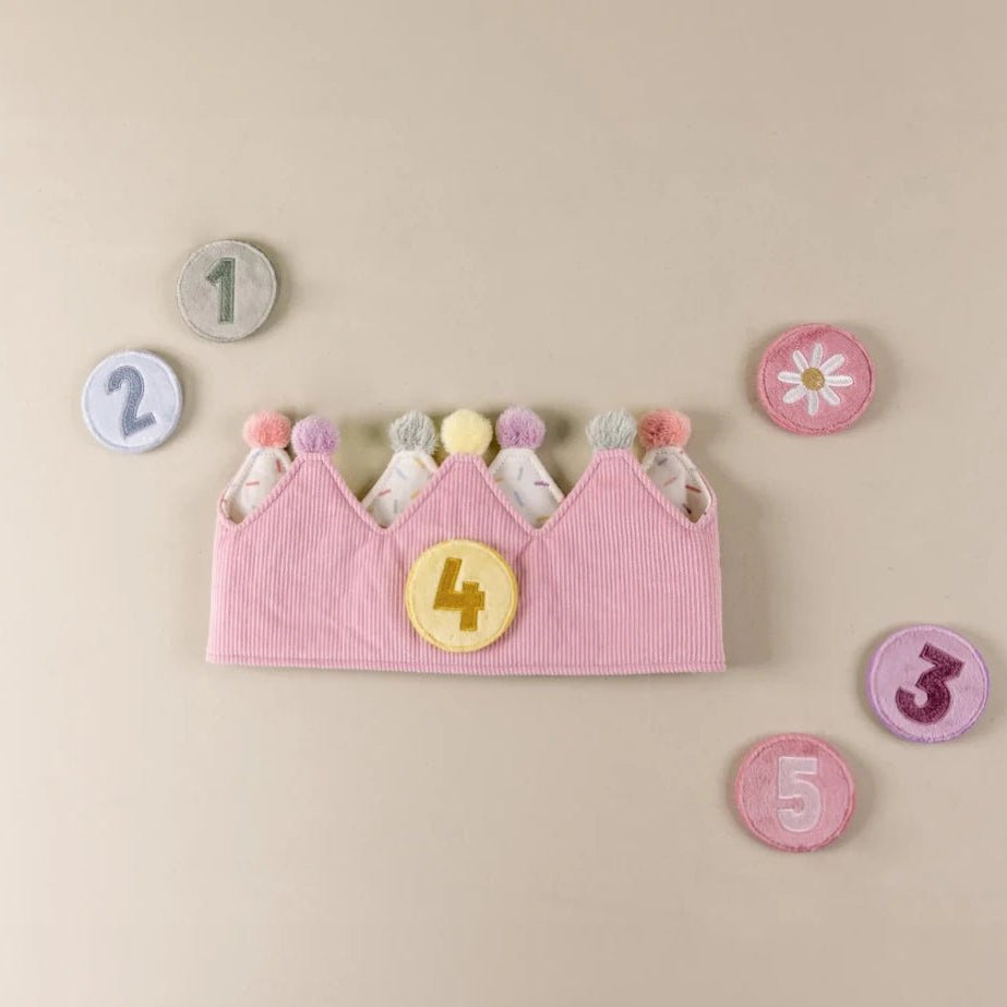 Little Dutch Birthday Crown & Wooden Birthday Cake Toy Set | Pink or Blue, Mix or Match – Fancy Dress for children, available at Learning Bugs UK