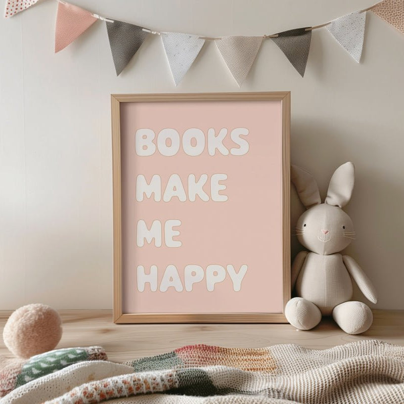 Buy Books Make Me Happy - Fine Art Print | for kids by Learning Bugs UK