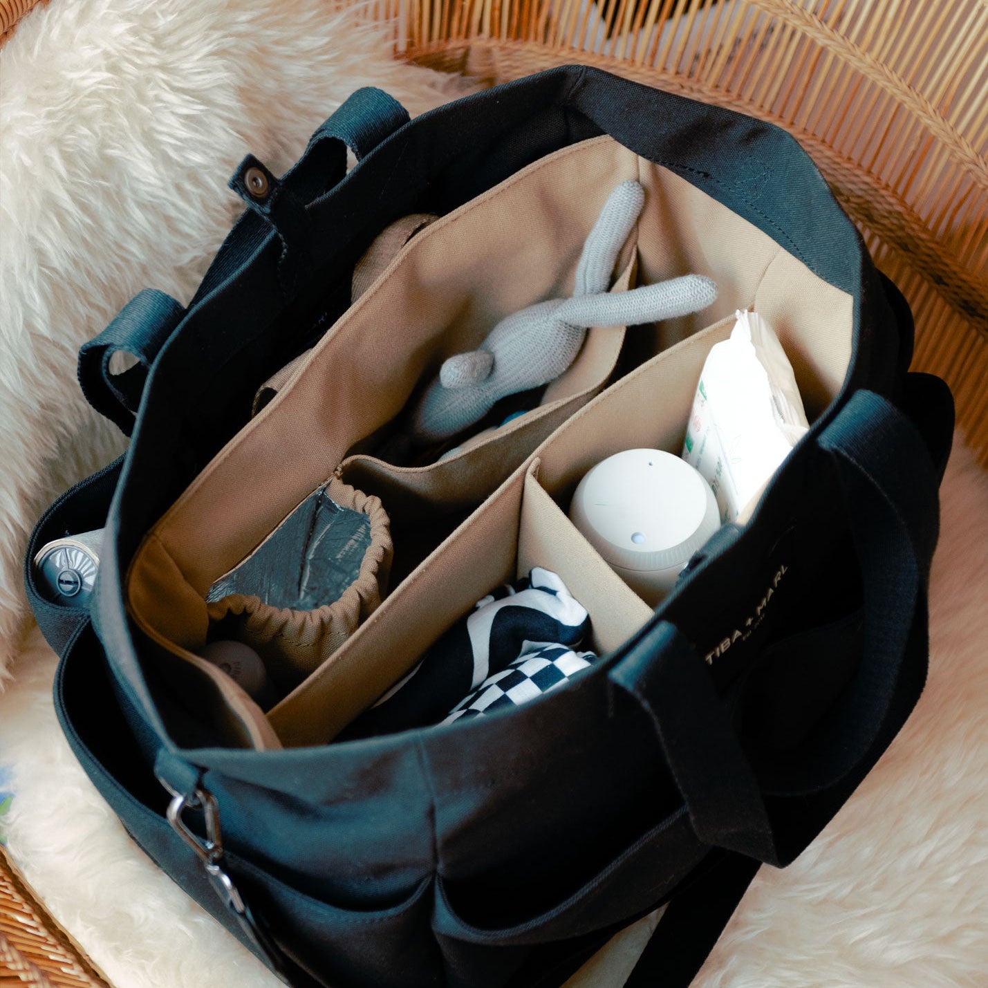 Buy T+M Canvas Pocket Tote Black | Tote Bag for kids by Learning Bugs UK