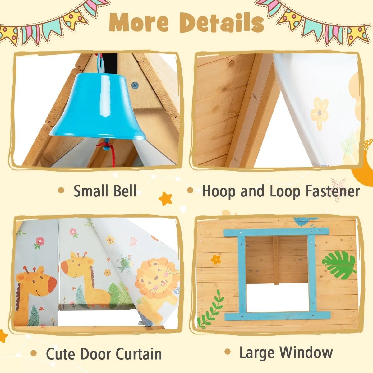 Buy 2 - in - 1 Children Climbing Playhouse with Front Bell and Window | for kids by Learning Bugs UK