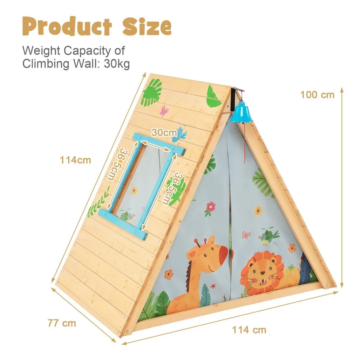 Buy 2 - in - 1 Children Climbing Playhouse with Front Bell and Window | for kids by Learning Bugs UK