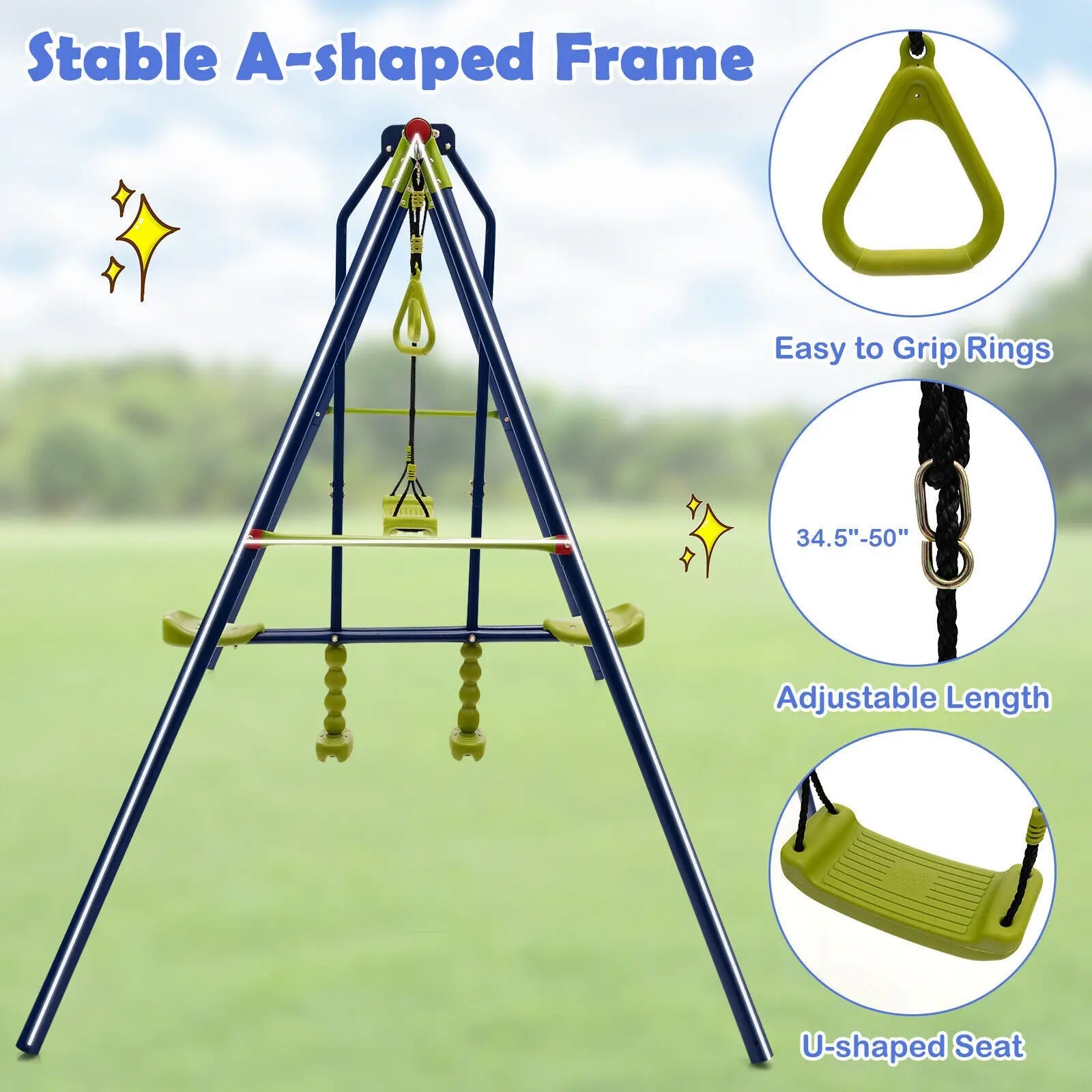 Buy 3 - in - 1 Multifunctional A - Frame Swing Set | for kids by Learning Bugs UK