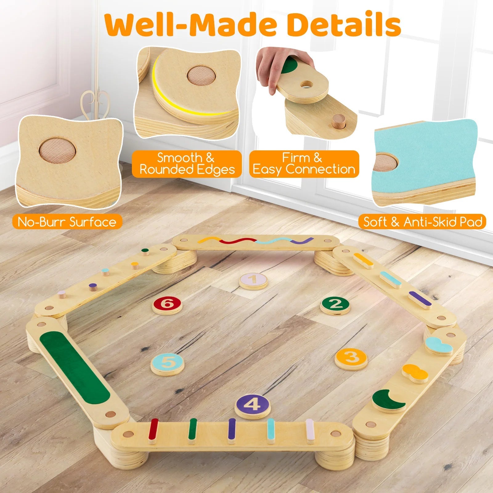 Buy Montessori Balance Beam Set with Stepping Stones | for kids by Learning Bugs UK