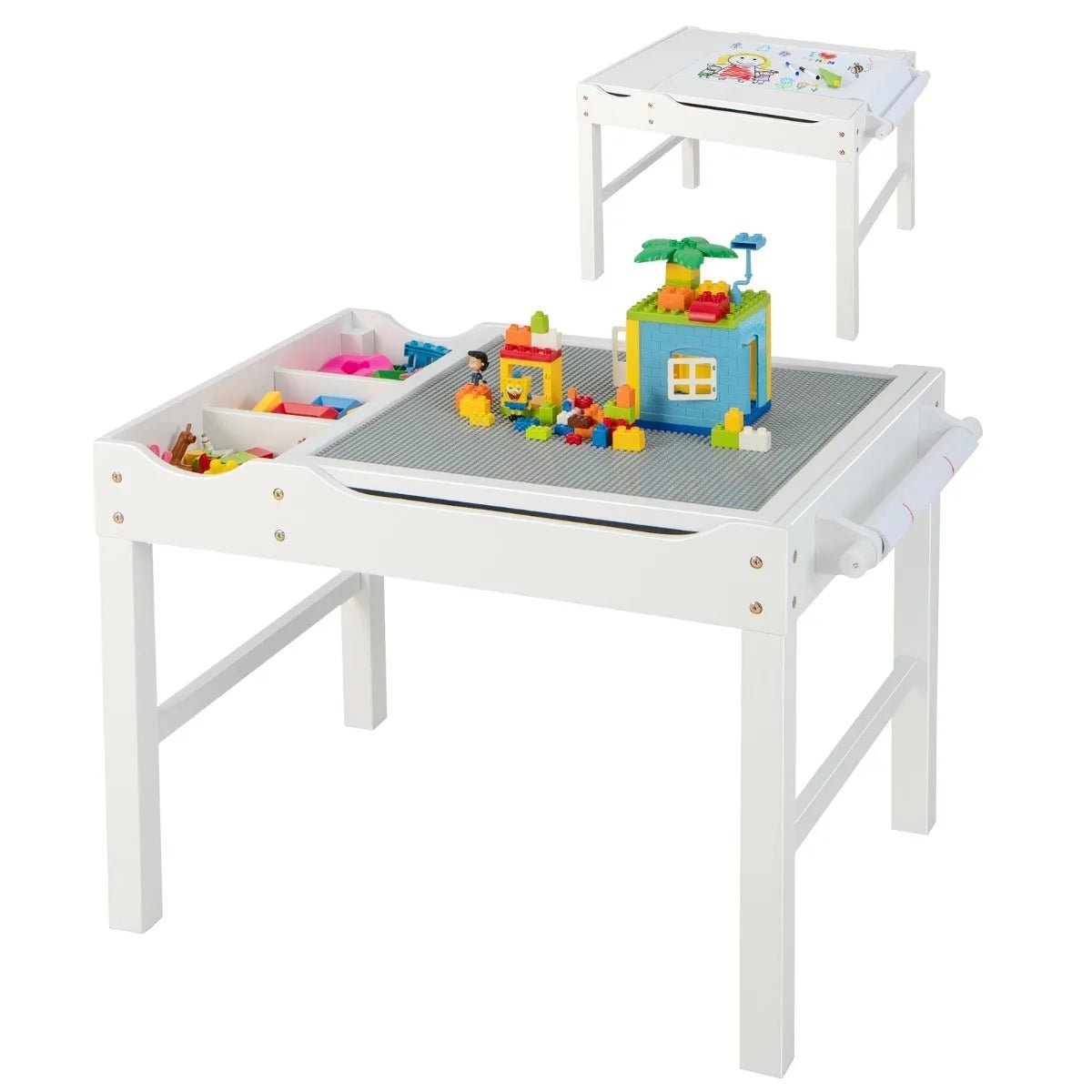 Buy Wooden Children Activity Table with Reversible Tabletop - Natural | for kids by Learning Bugs UK