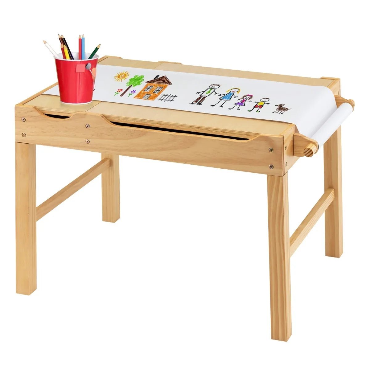 Buy Wooden Children Activity Table with Reversible Tabletop - Natural | for kids by Learning Bugs UK