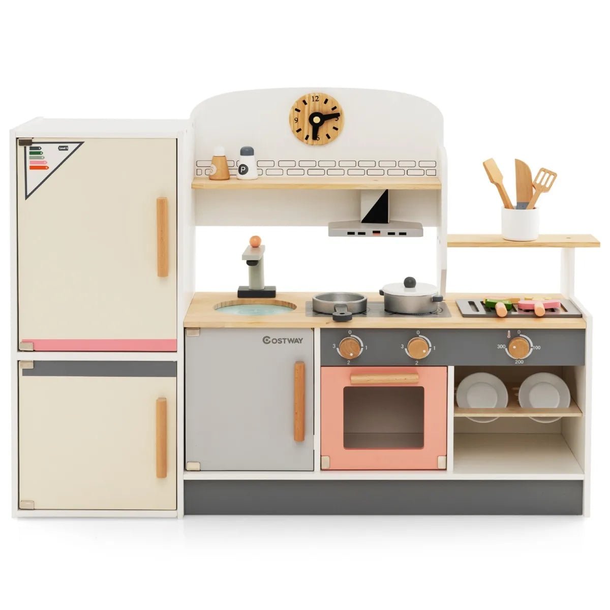 Buy Wooden Pretend Kids Play Kitchen Set with Realistic Range Hood | for kids by Learning Bugs UK