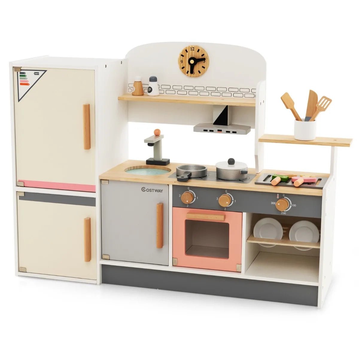 Buy Wooden Pretend Kids Play Kitchen Set with Realistic Range Hood | for kids by Learning Bugs UK