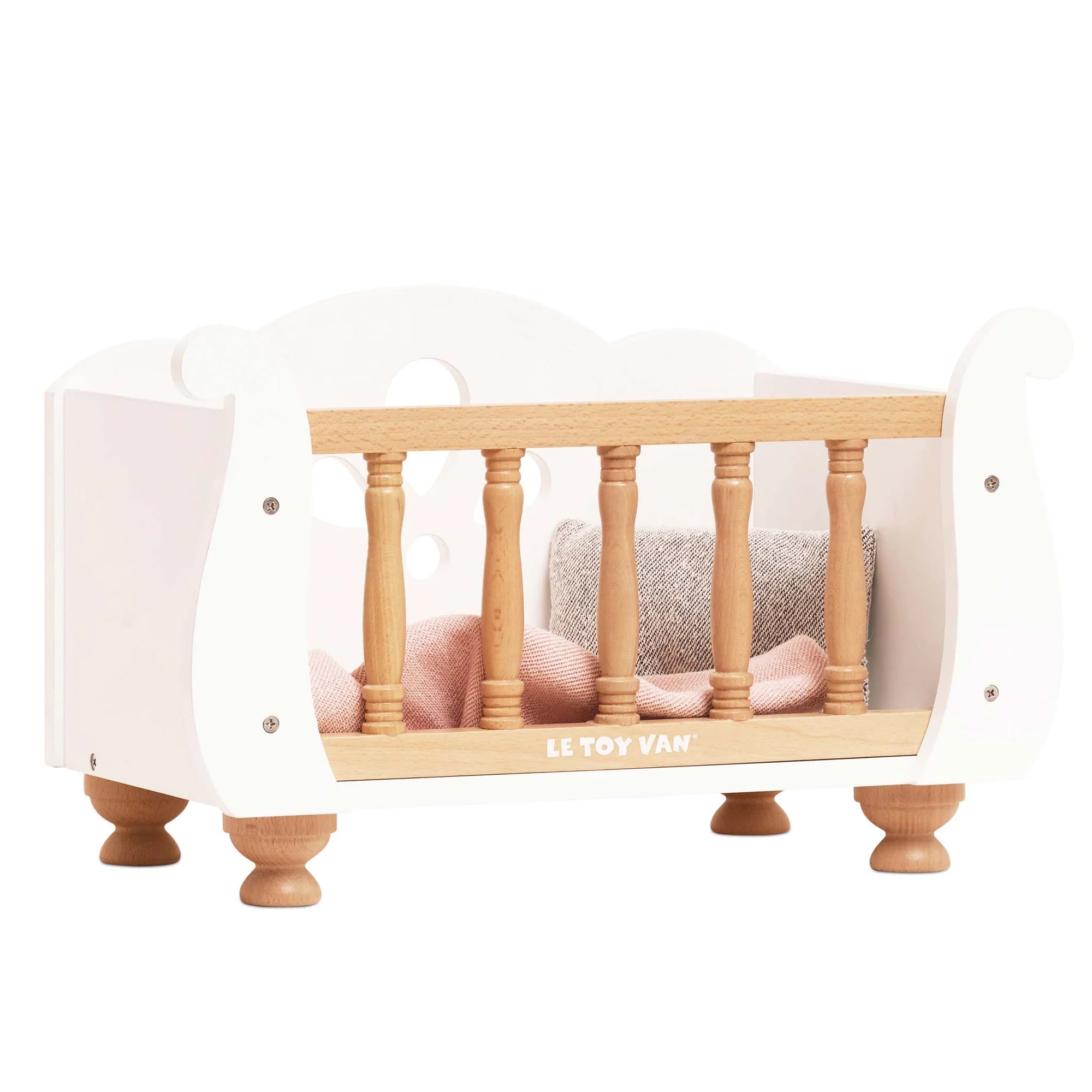 Le Toy Van Doll's Wooden Cot – for children, available at Learning Bugs UK