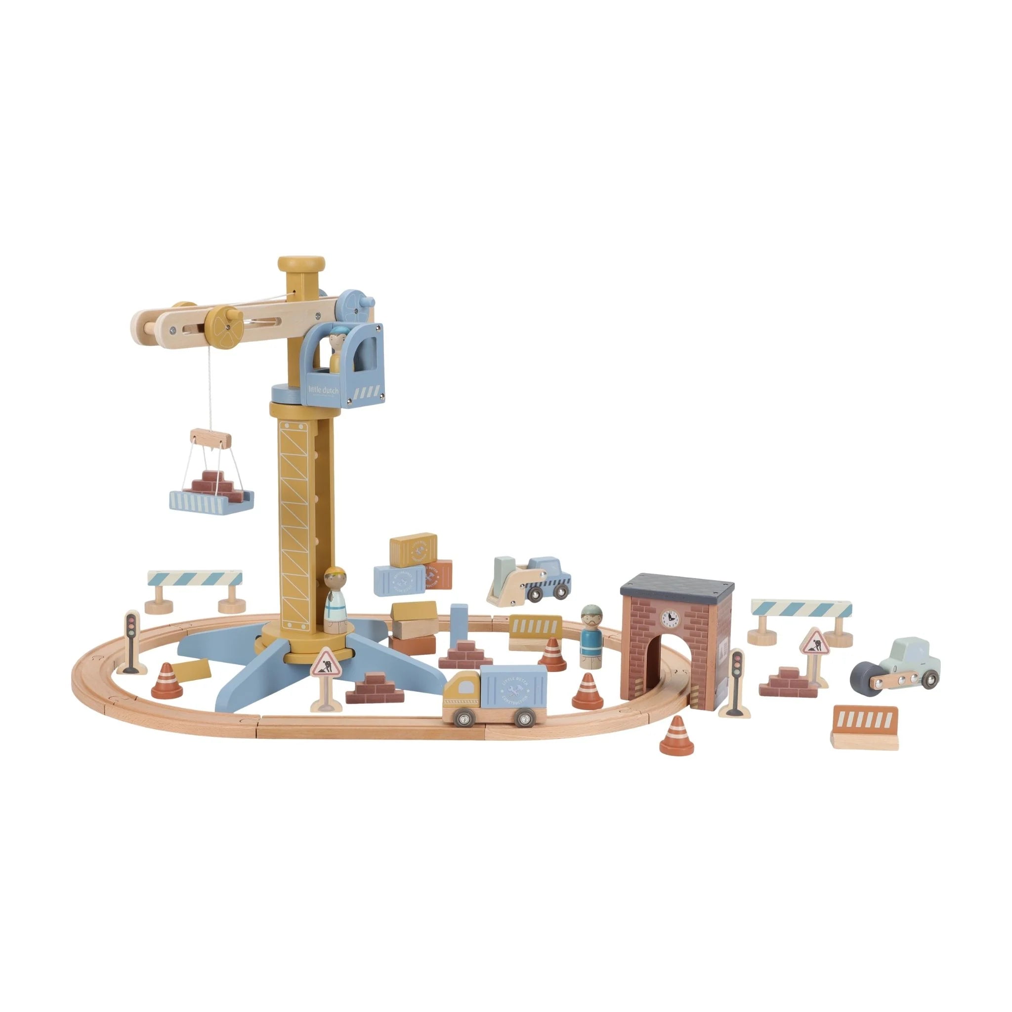 Buy Little Dutch Wooden Train Track Crane Set | for kids by Learning Bugs UK