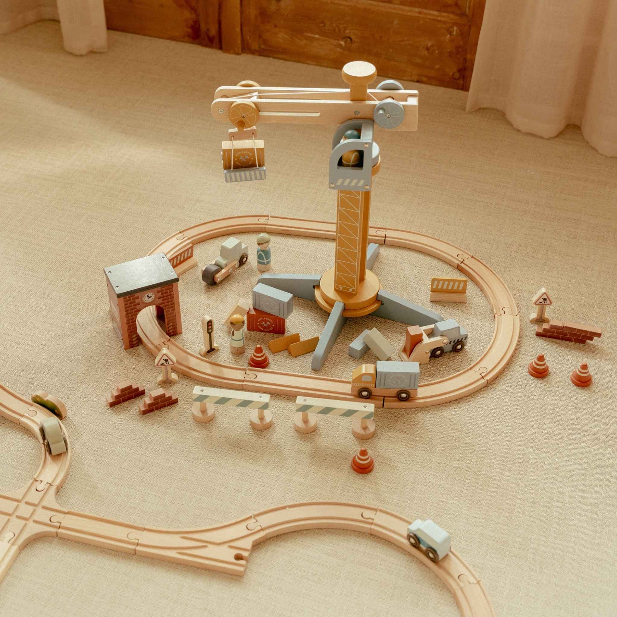 Buy Little Dutch Wooden Train Track Crane Set | for kids by Learning Bugs UK