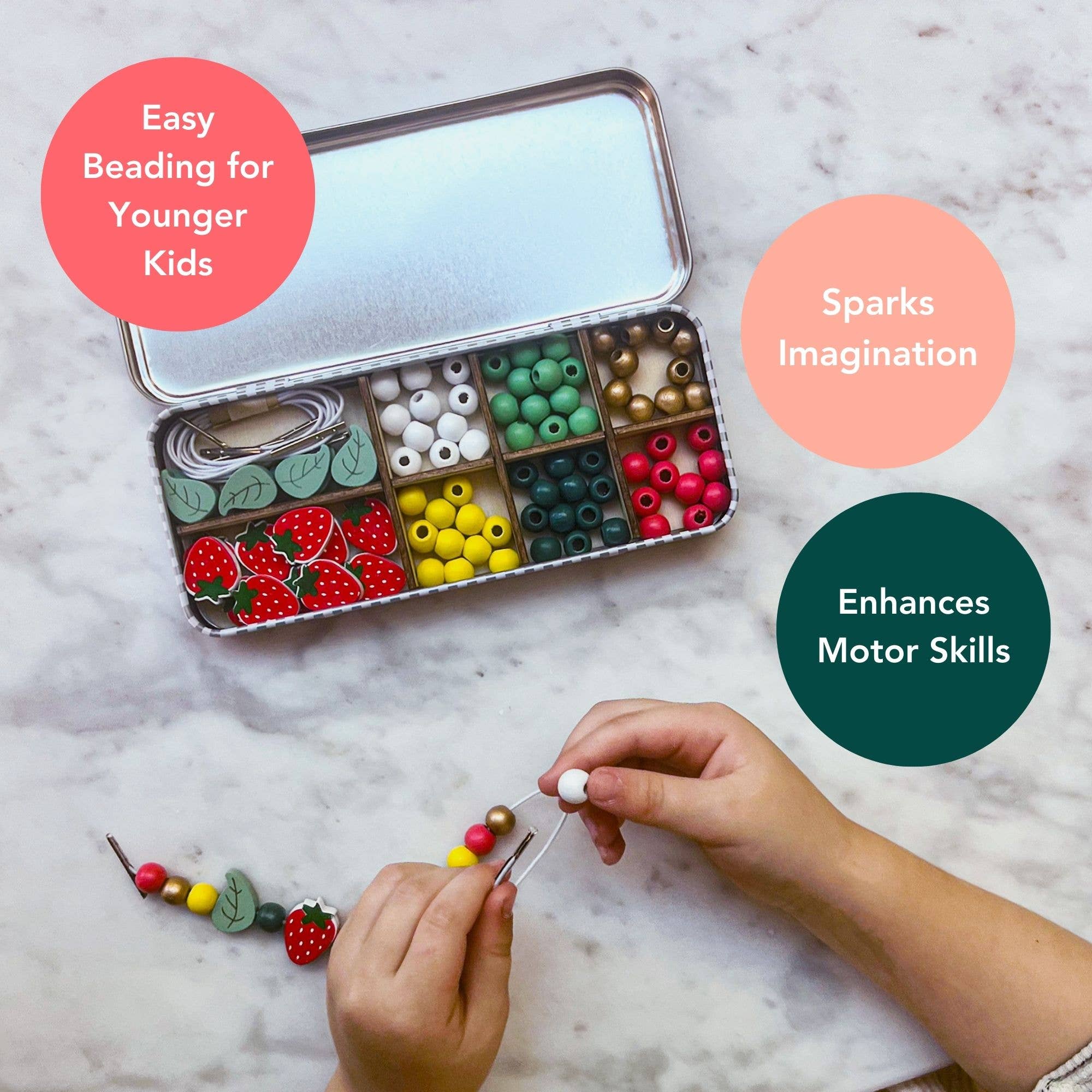 Buy Strawberry Bracelet Bead Kit | Art and Craft Box for kids by Learning Bugs UK