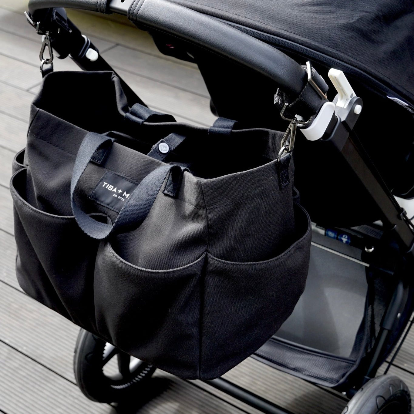 Buy T+M Canvas Pocket Tote Black | Tote Bag for kids by Learning Bugs UK