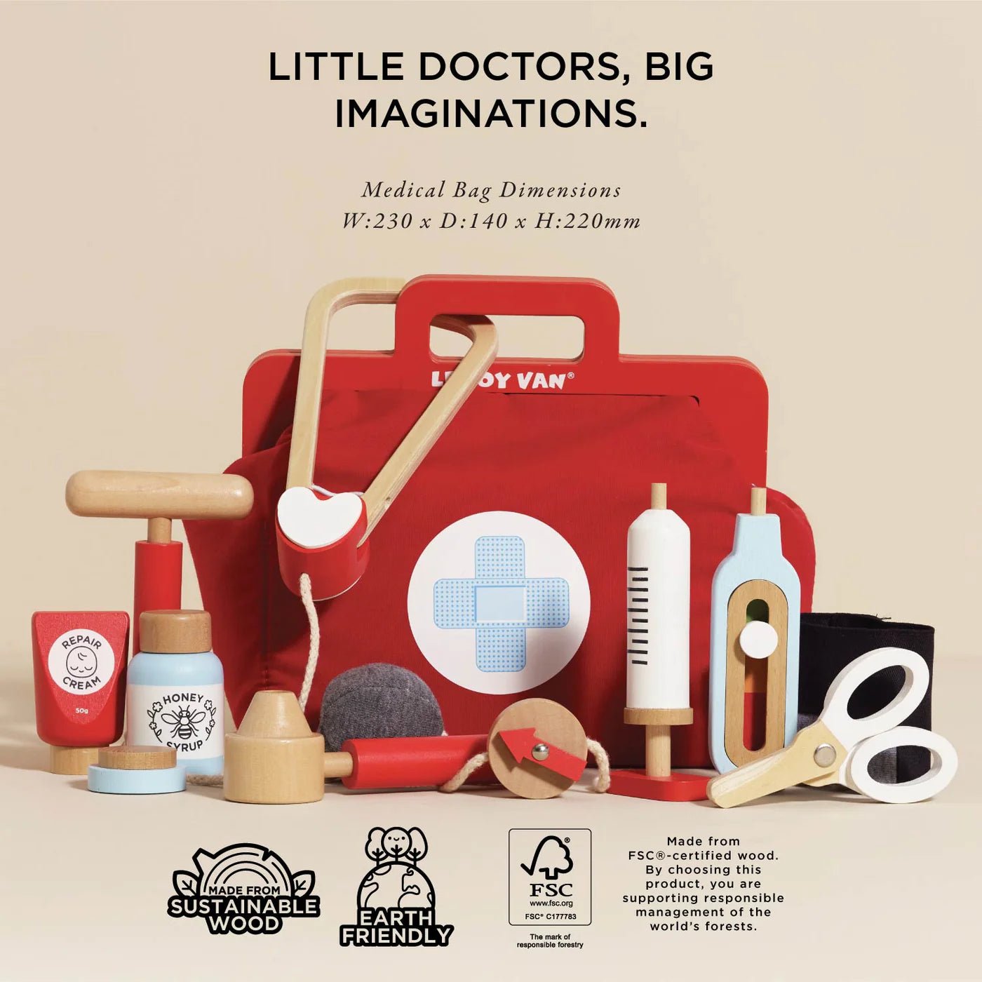 Buy Le Toy Van Wooden Vintage Doctor Roleplay Kit | for kids by Learning Bugs UK