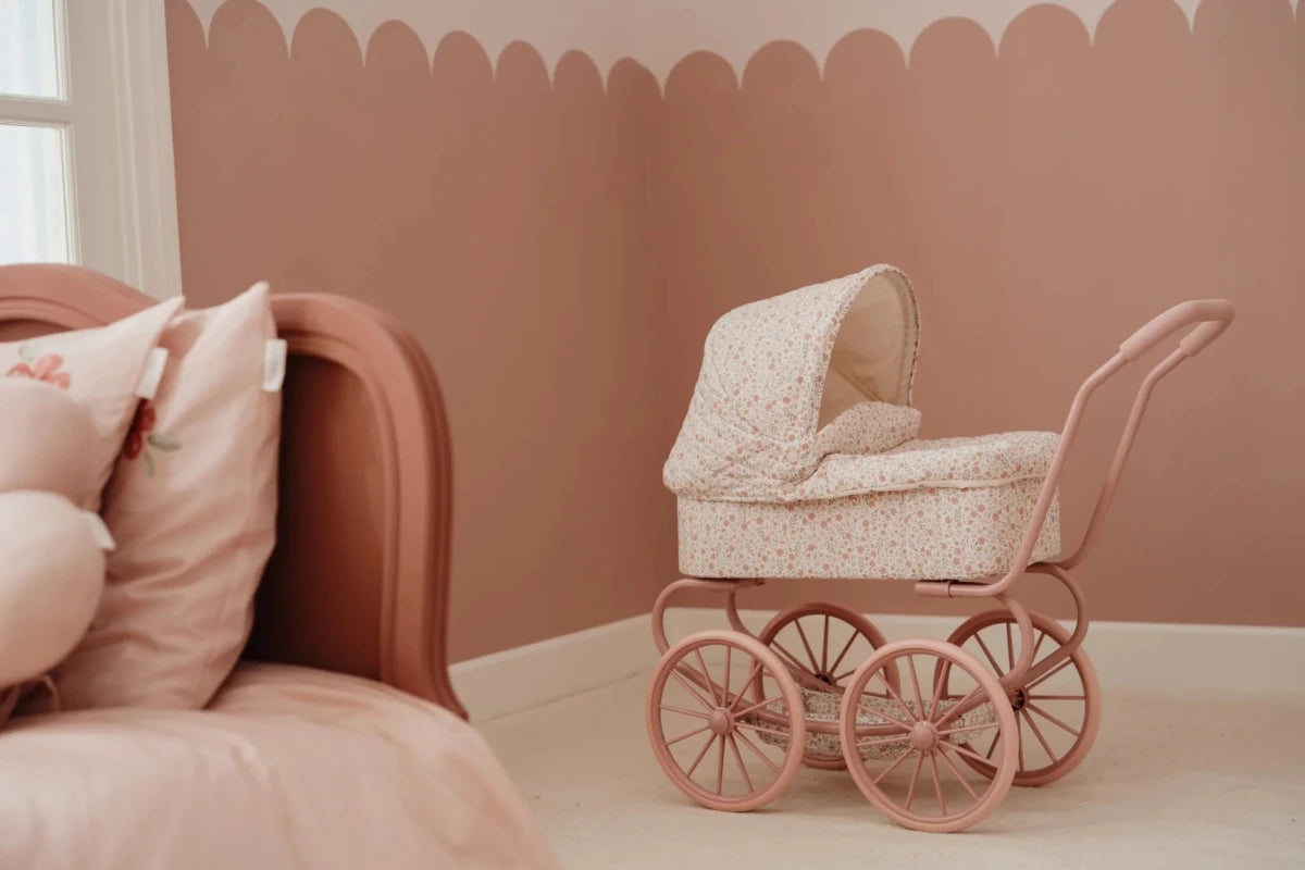 Metal Doll Pram White – for children, available at Learning Bugs UK