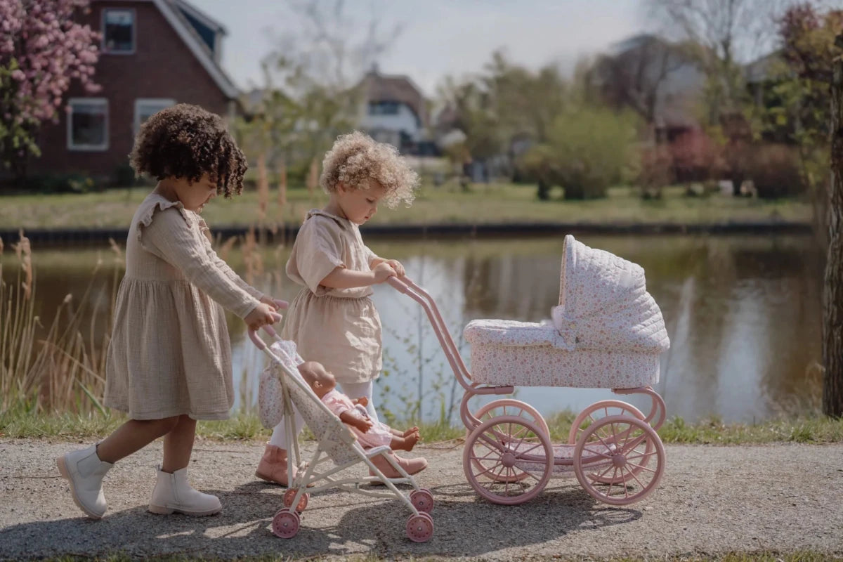 Metal Doll Pram White – for children, available at Learning Bugs UK