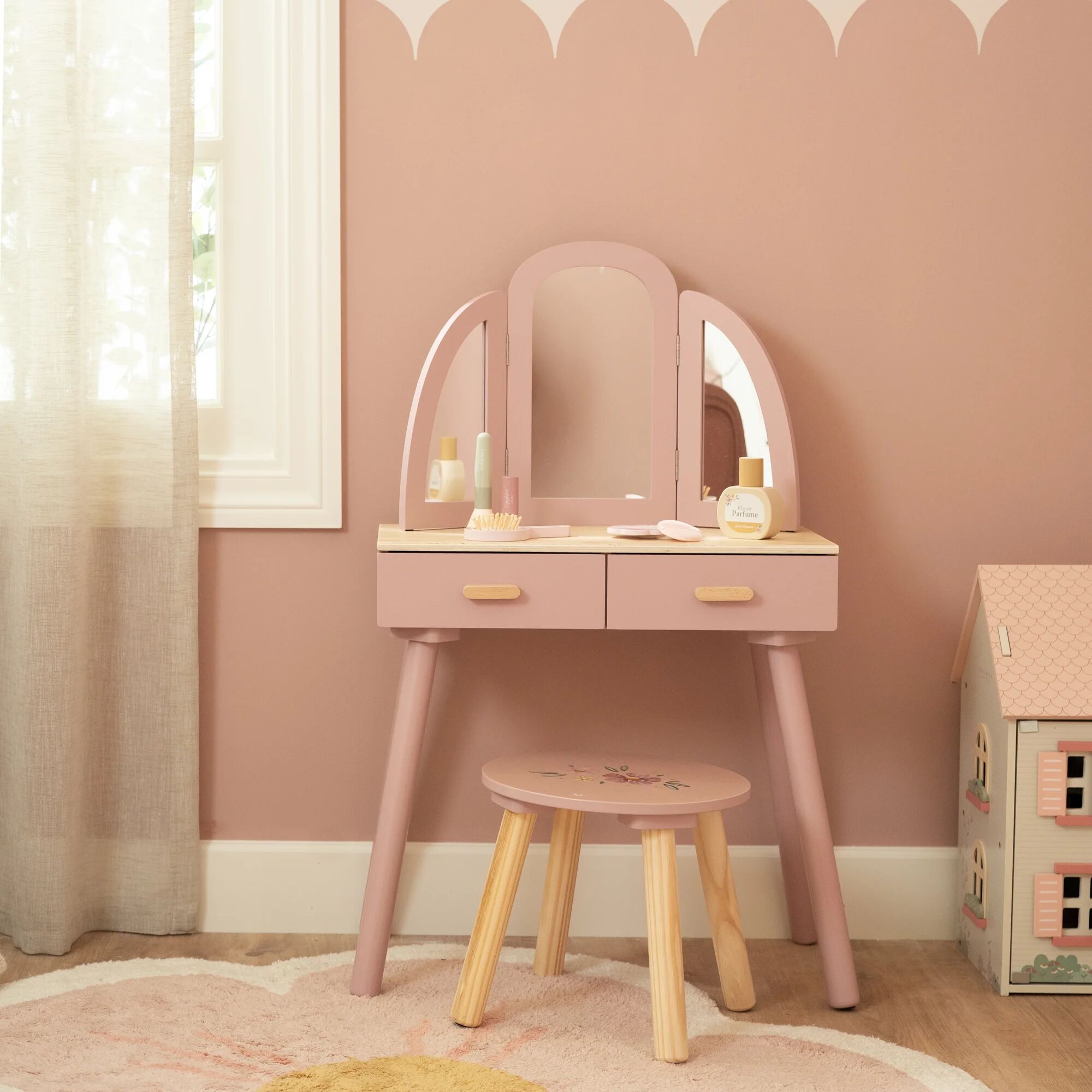 Little Dutch Large Wooden Vanity Table – for children, available at Learning Bugs UK