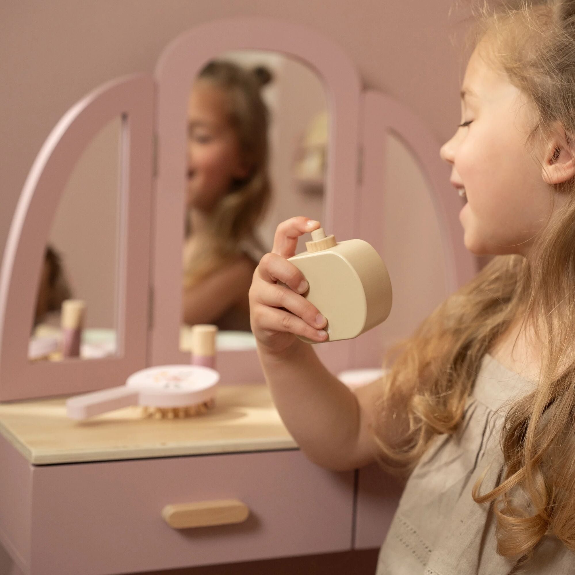 Little Dutch Large Wooden Vanity Table – for children, available at Learning Bugs UK