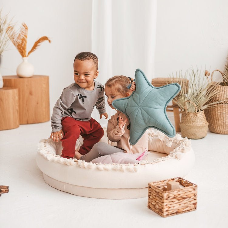 MINICAMP Linen Sea Star Pillow – Mint Throw Pillow for Coastal & Beach Decor – Decorative Pillows for children, available at Learning Bugs UK
