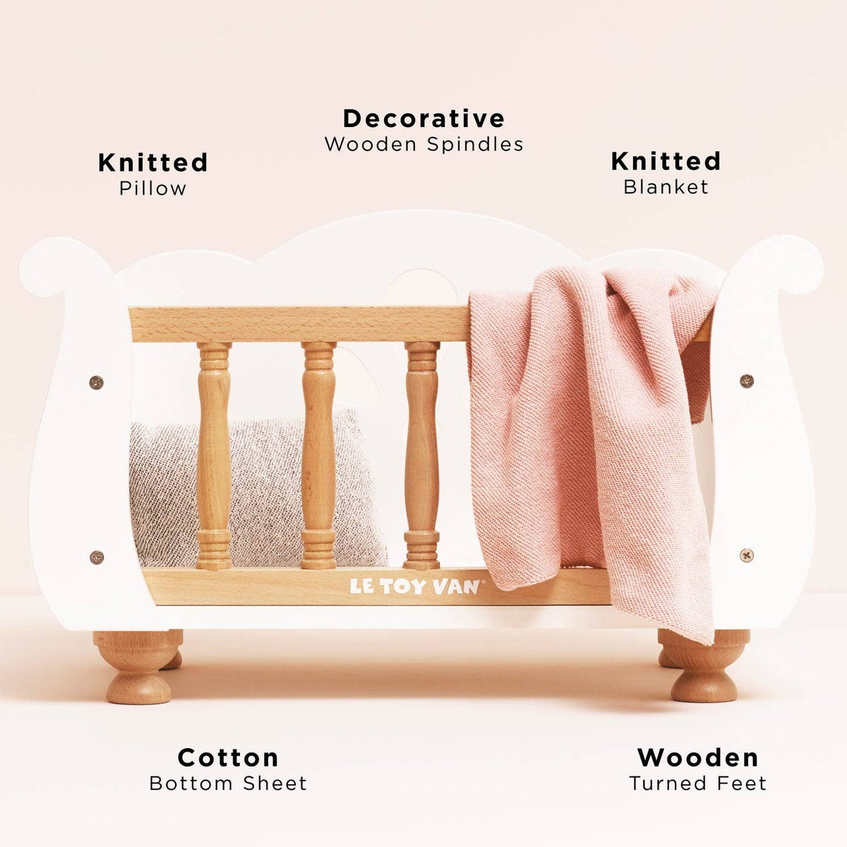 Le Toy Van wooden dolls cot, photo 2 of 8