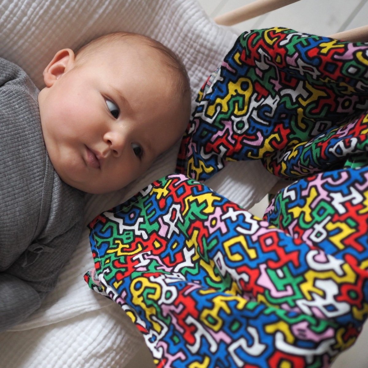ETTA LOVES x KEITH HARING XL ‘Brazil’ Muslin – Muslin squares for children, available at Learning Bugs UK