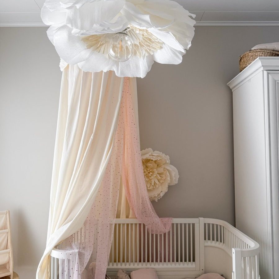 MINICAMP Kids Bed Canopy with Tulle & Tassels in Cream – Teepees for children, available at Learning Bugs UK