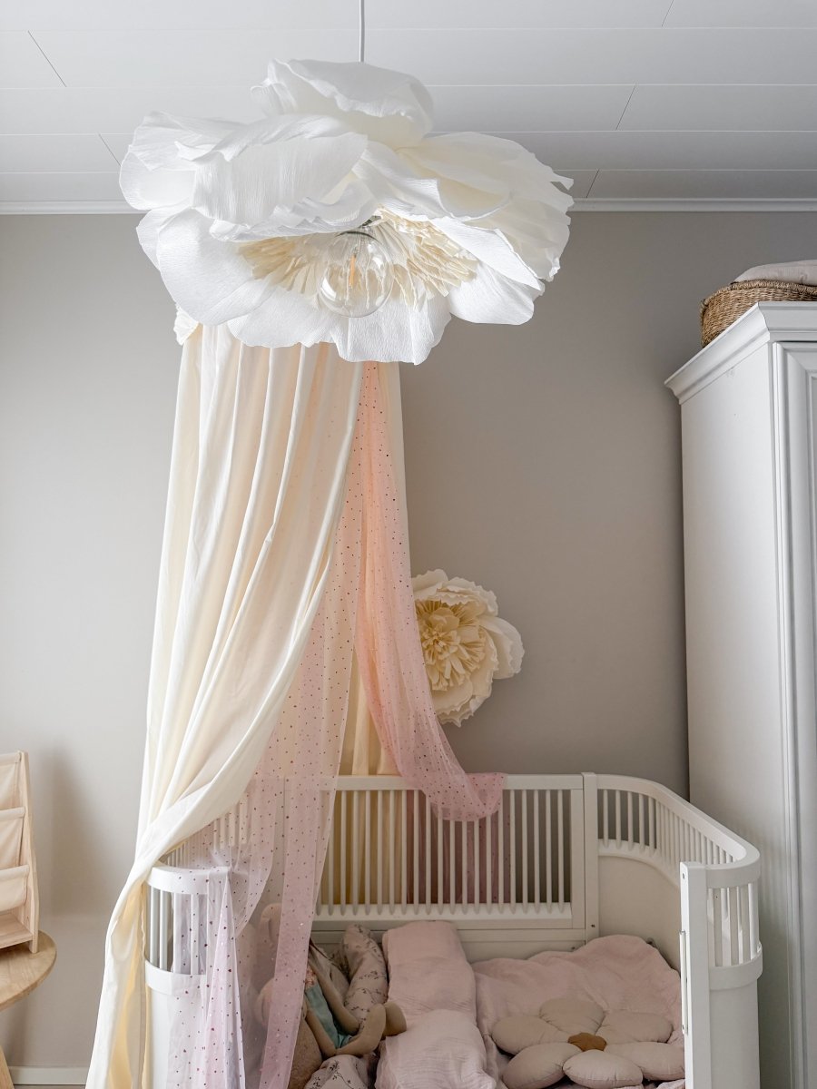 MINICAMP Kids Bed Canopy with Tulle & Tassels in Cream – Teepees for children, available at Learning Bugs UK
