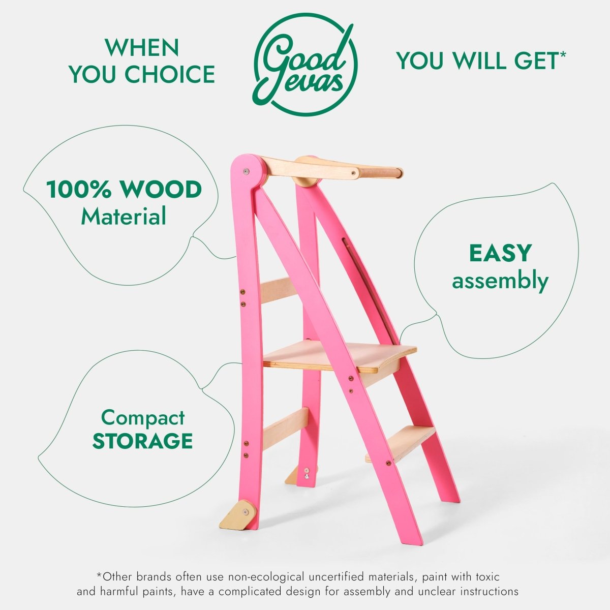 Goodevas Montessori Helper Tower – Pink – Learning Towers for children, available at Learning Bugs UK