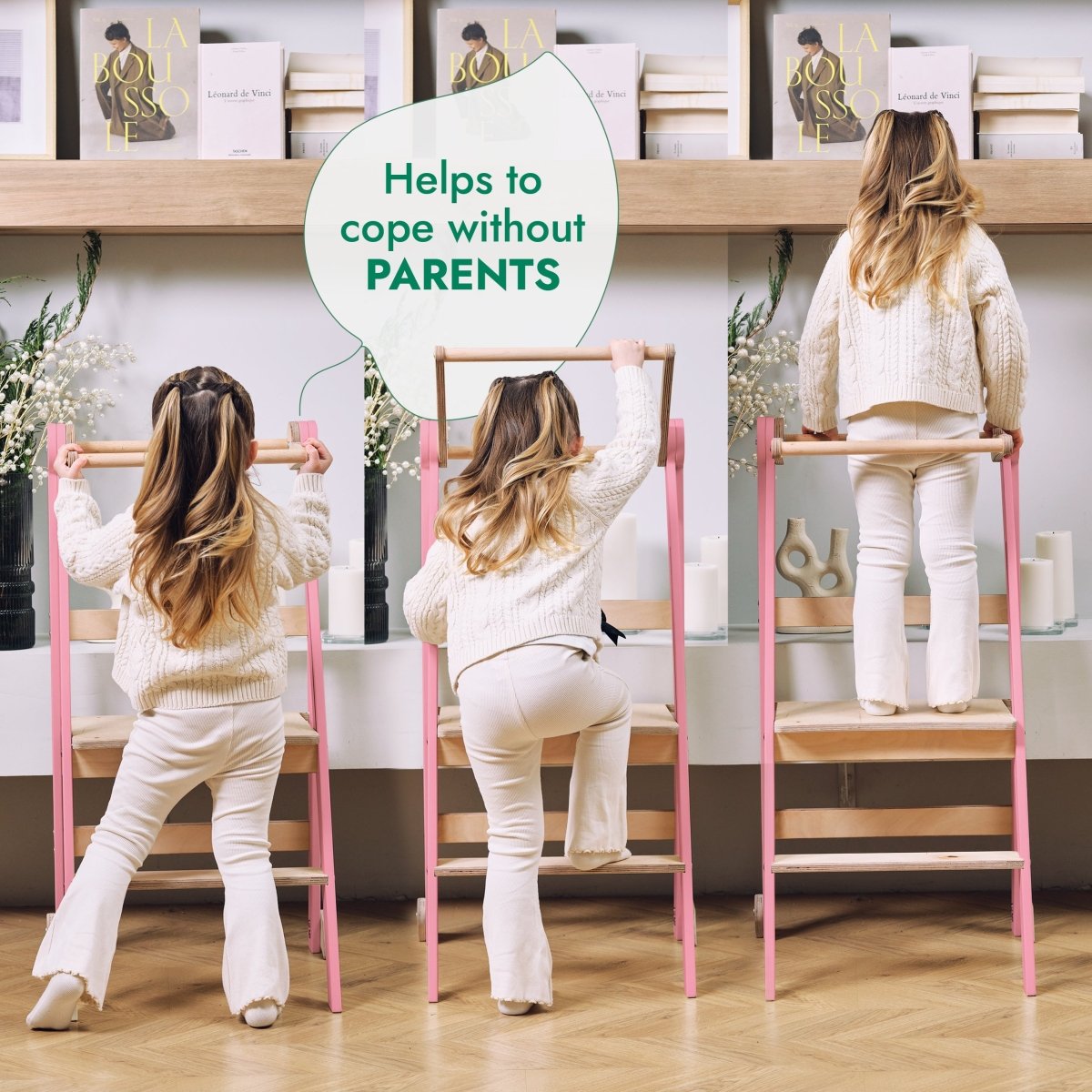 Goodevas Montessori Helper Tower – Pink – Learning Towers for children, available at Learning Bugs UK