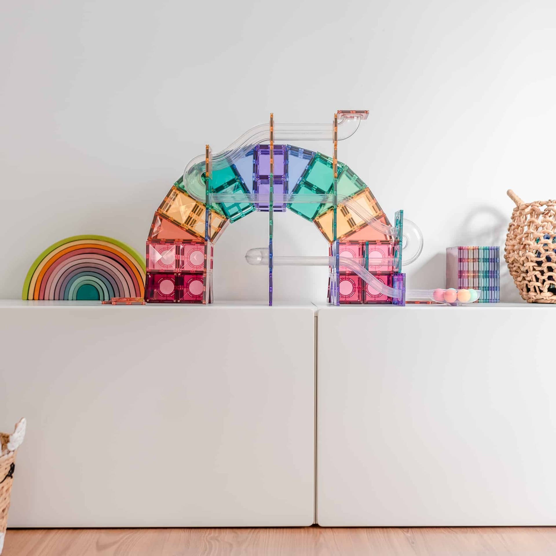 Connetix Tiles - 106 Piece Pastel Ball Run Pack by Connetix - Learning Bugs UK
