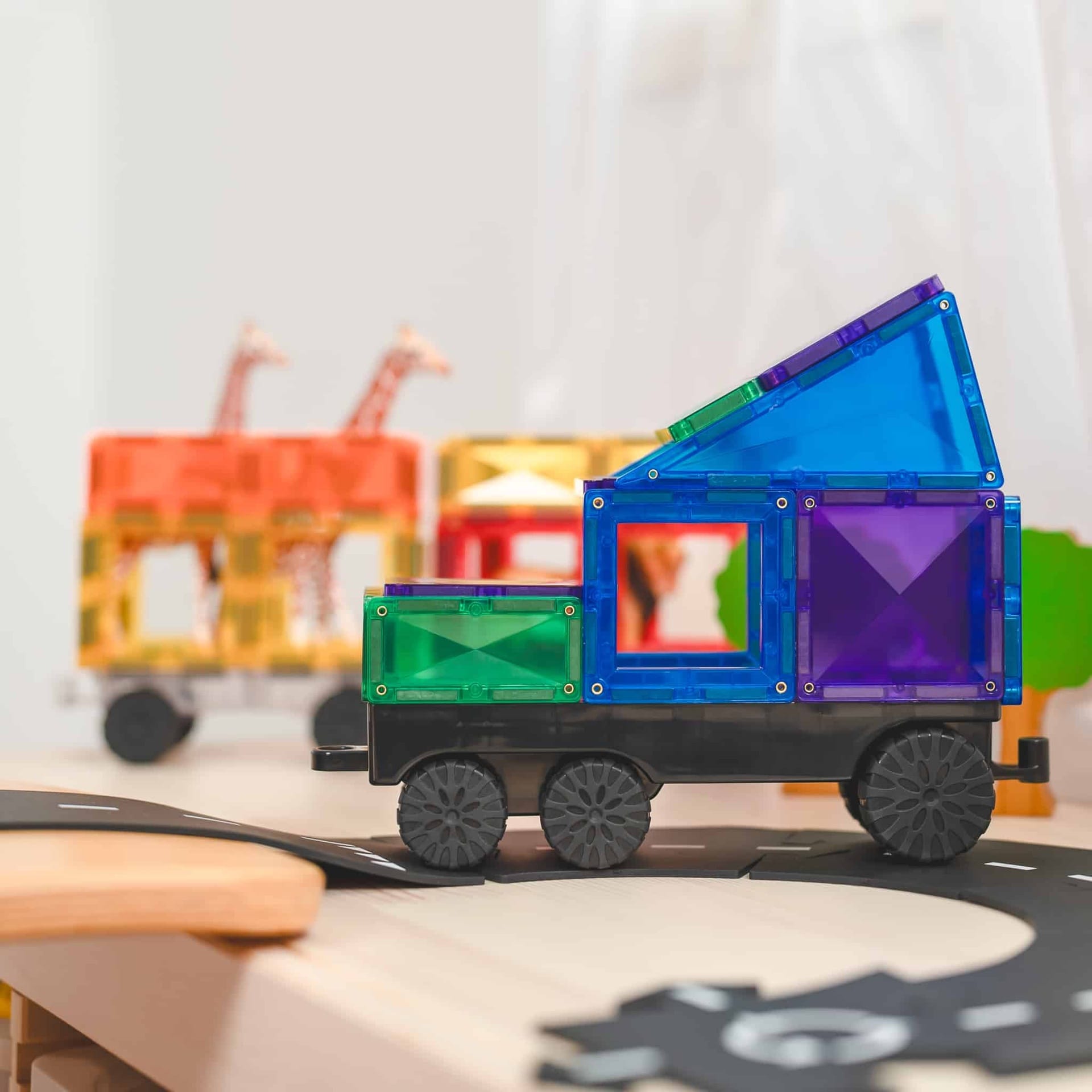 Connetix Rainbow Transport Pack (50 pc) - Magnetic Vehicle Building Set by Connetix - Learning Bugs UK