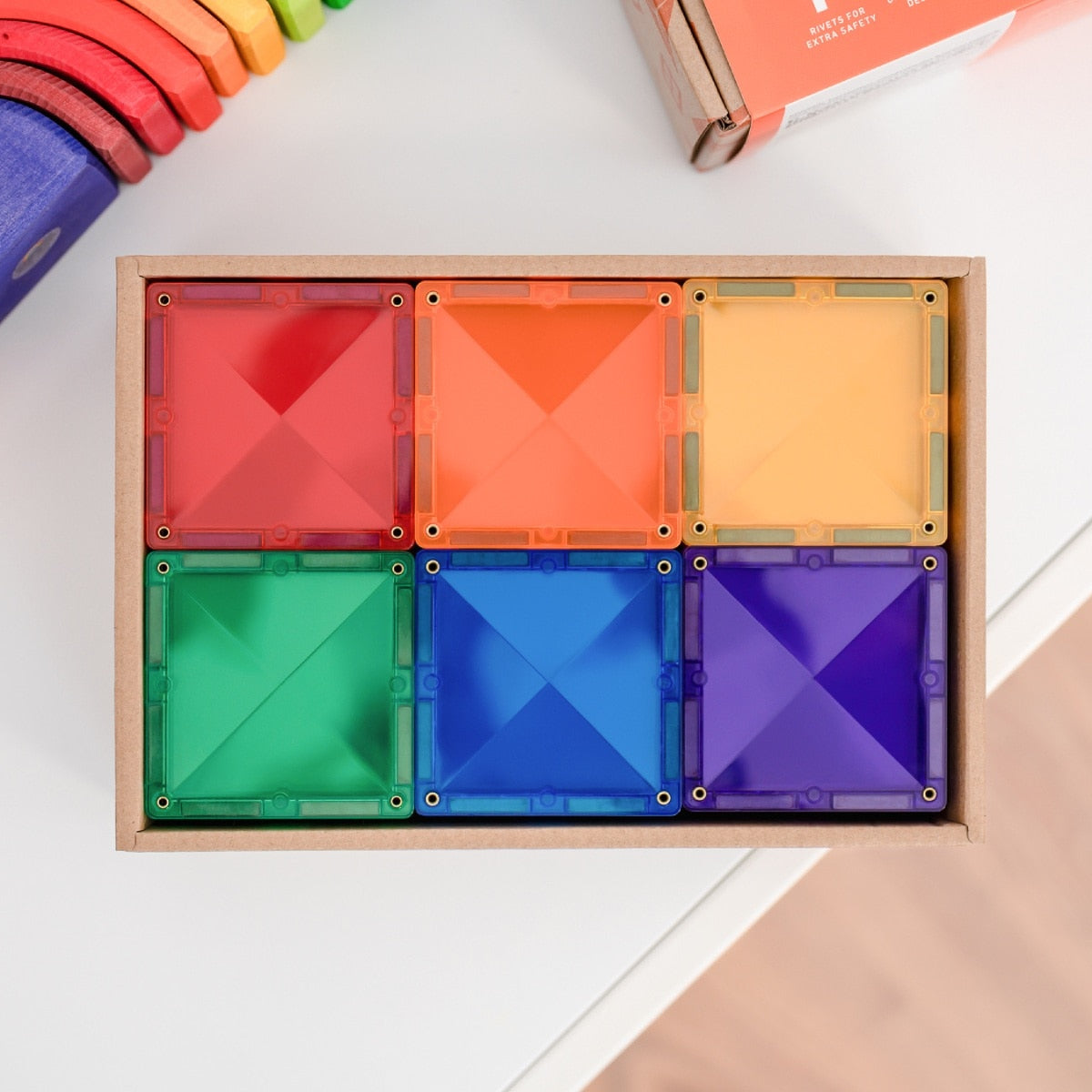 Connetix Tiles - 42 Piece Rainbow Square Pack by Connetix - Learning Bugs UK