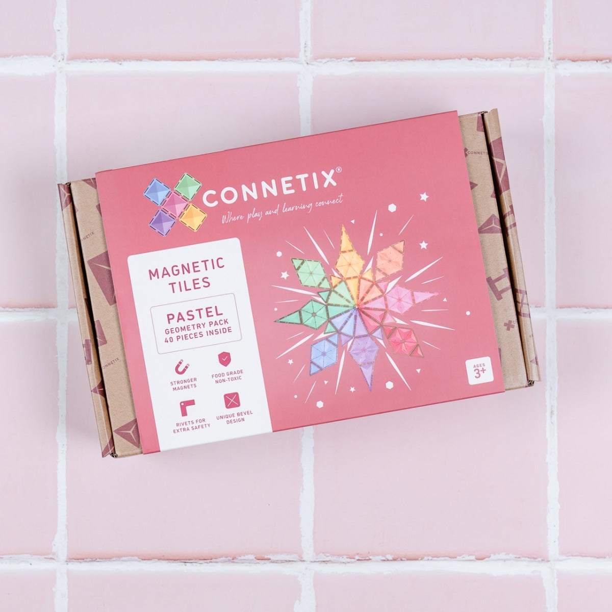 Connetix Tiles - 40 Piece Pastel Geometry Pack by Connetix - Learning Bugs UK