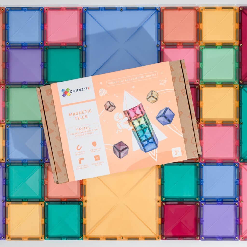 Connetix Tiles - 40 Piece Pastel Square Pack by Connetix - Learning Bugs UK