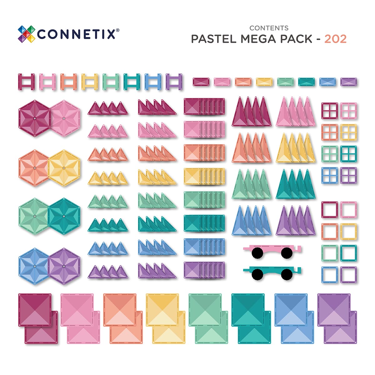 Connetix Tiles - 202 Pastel Mega Pack by Connetix - Learning Bugs UK