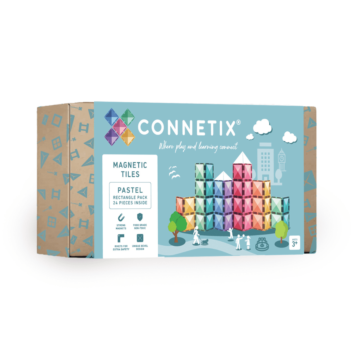 Connetix Tiles - 24 Piece Pastel Rectangle Pack by Connetix - Learning Bugs UK