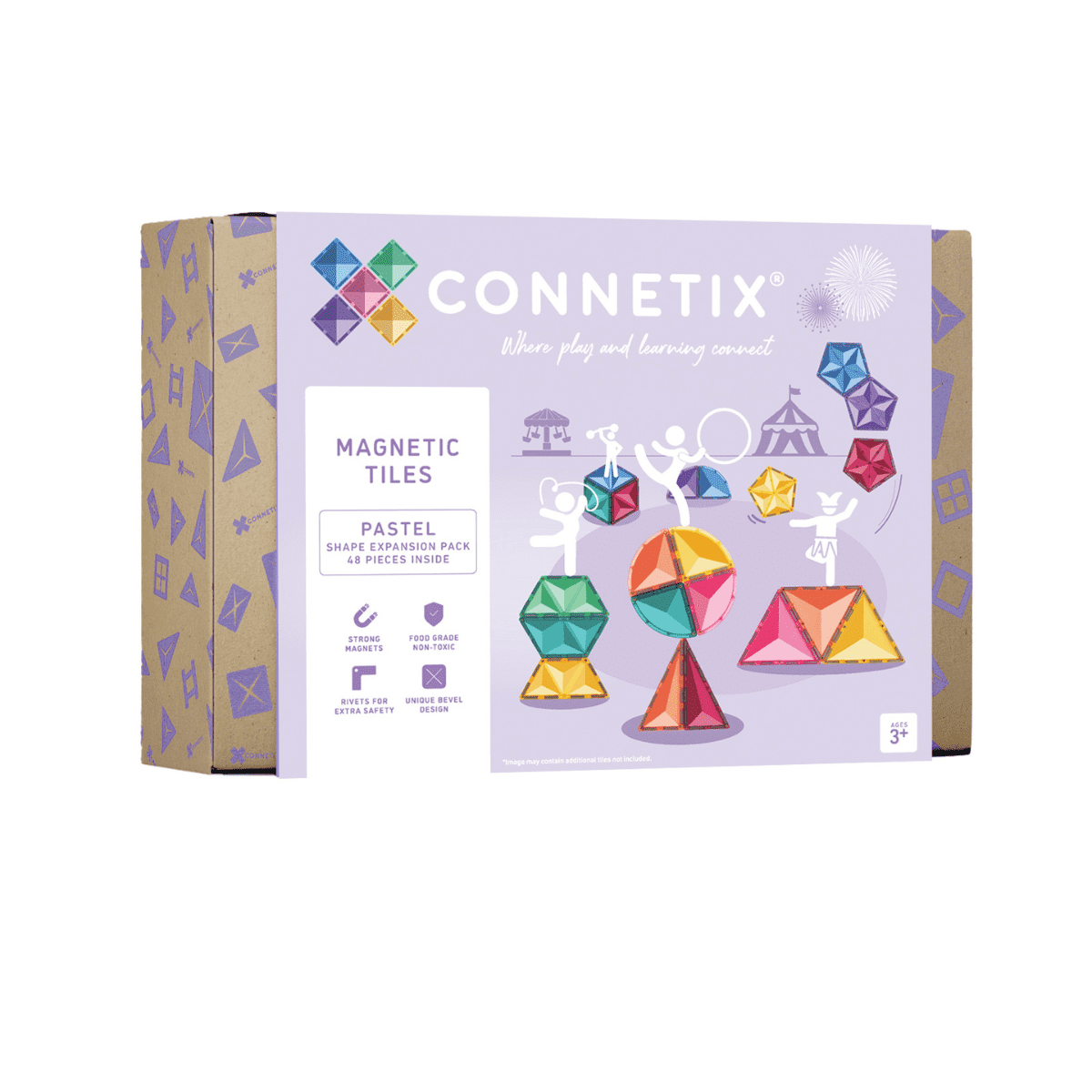 Connetix Tiles - 48 Piece Pastel Shape Expansion Pack by Connetix - Learning Bugs UK