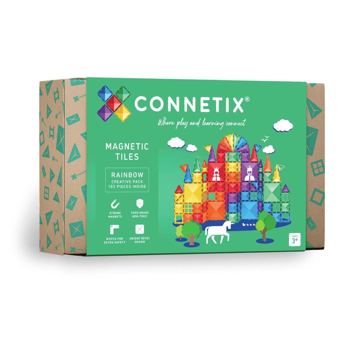 Connetix Tiles - 102 Piece Rainbow Creative Pack by Connetix - Learning Bugs UK