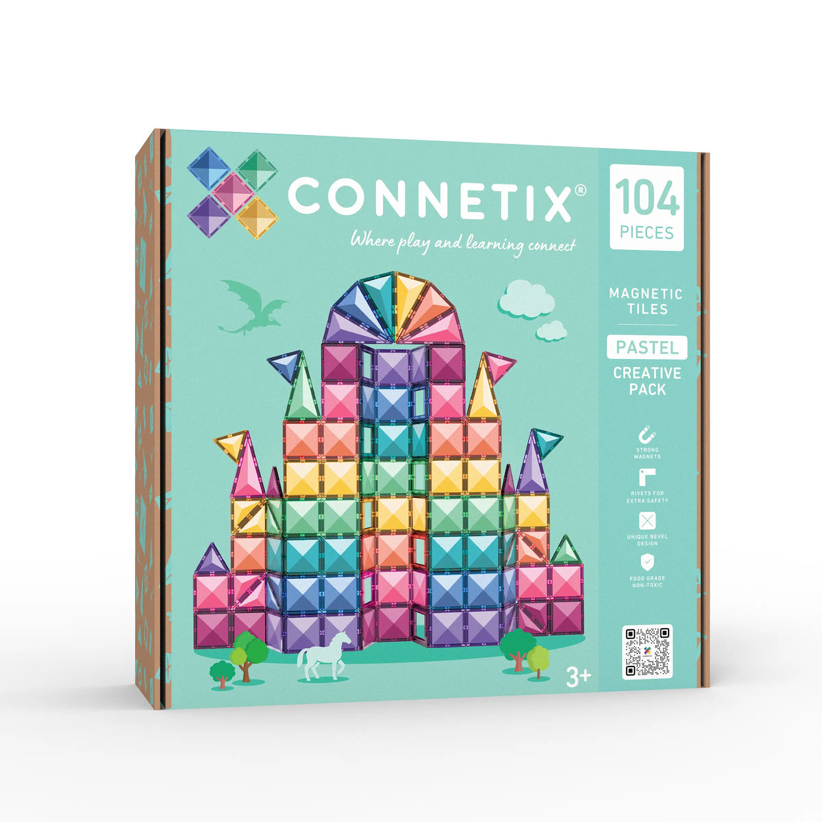 Buy Connetix Magnetic Tiles 104pc Pastel Creative Pack | for kids by Learning Bugs UK